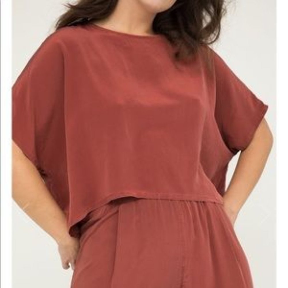 Elizabeth Suzann Silk Linn Tee in Rust